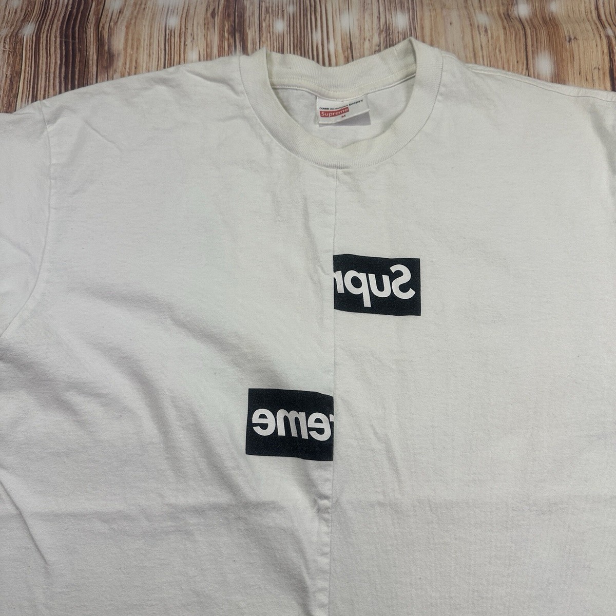 Supreme X Comme Des Garcons Shirt Split Box Logo Tee size