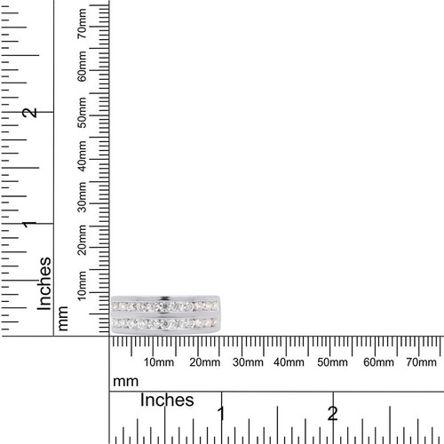 14K White Gold 2-Row Moissanite Engagement Band Ring 1.92ct Created Magnificence - Picture 8 of 10