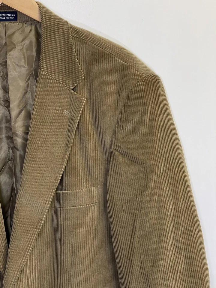 MEETING STREET Hombres 44 Reg Beige Tostado Pana 2 Botones Abrigo Deportivo Blazer Chaqueta Foto 3 de 4