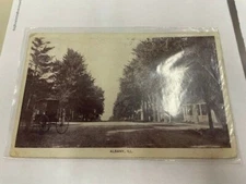 Albany Illinois Street Scene Horse Carriage Antique Postcard K14906