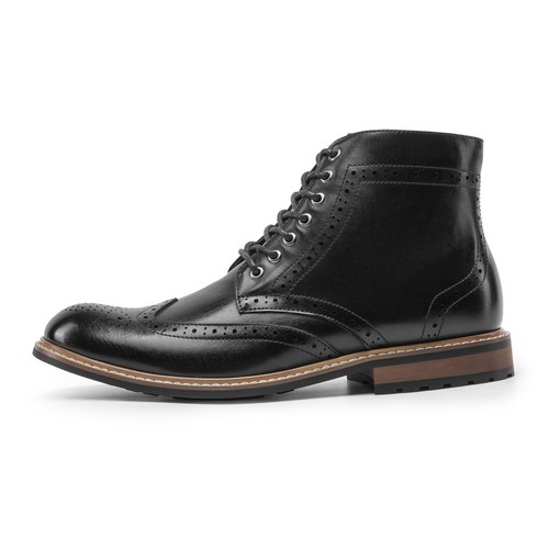 Herren Elegant Knöchel Motorrad Stiefel Budapester Zehe Seitlicher Reißverschluss - Bild 5 von 27