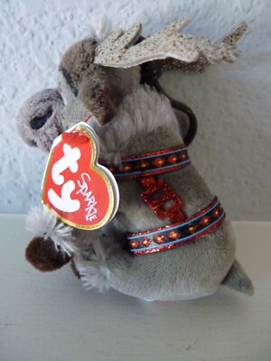 TY Beanie Babies Sparkle Frozen II SVEN Reindeer Bag Clip Keychain 4'' w/Tag