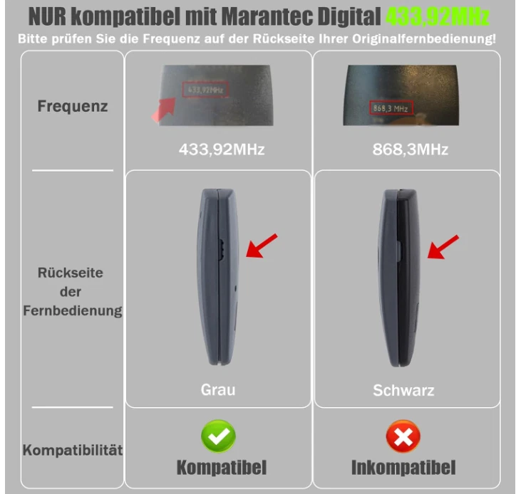 2 Garage Door Remotes for Marantec 433MHz D302/D304-433, D384/D321/D323-433 - Image 3 of 4