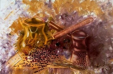 Coffee Time Painting Cezve Original Art Turkish Coffee Textured Oil Canvas Art