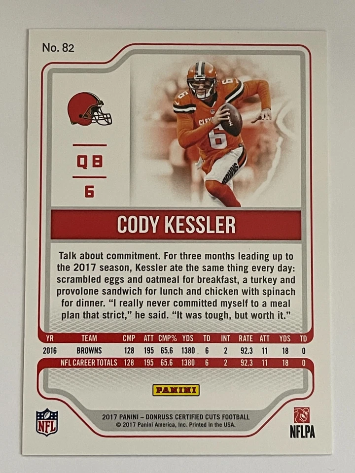 2017 Panini Donruss Certified Cuts Browns Cody Kessler Silver /99 #82 - Image 2 of 2