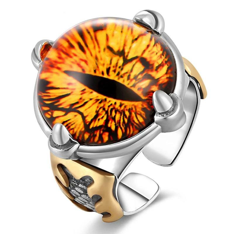 Bague En Argent Massif 925 Avec œil De Tigre Jaune Rouge - Neuf Avec étiquettes, Pierre Naturelle De Qualité
