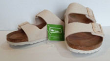Birkenstock Arizona Rivet Logo Vegan Sandals Size 44 Textile Eggshell New US 11