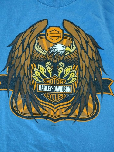 Harley Davidson Motor Cycles T-Shirt Child Girls Boys Small 100% Cotton Blue Tee - Picture 2 of 9