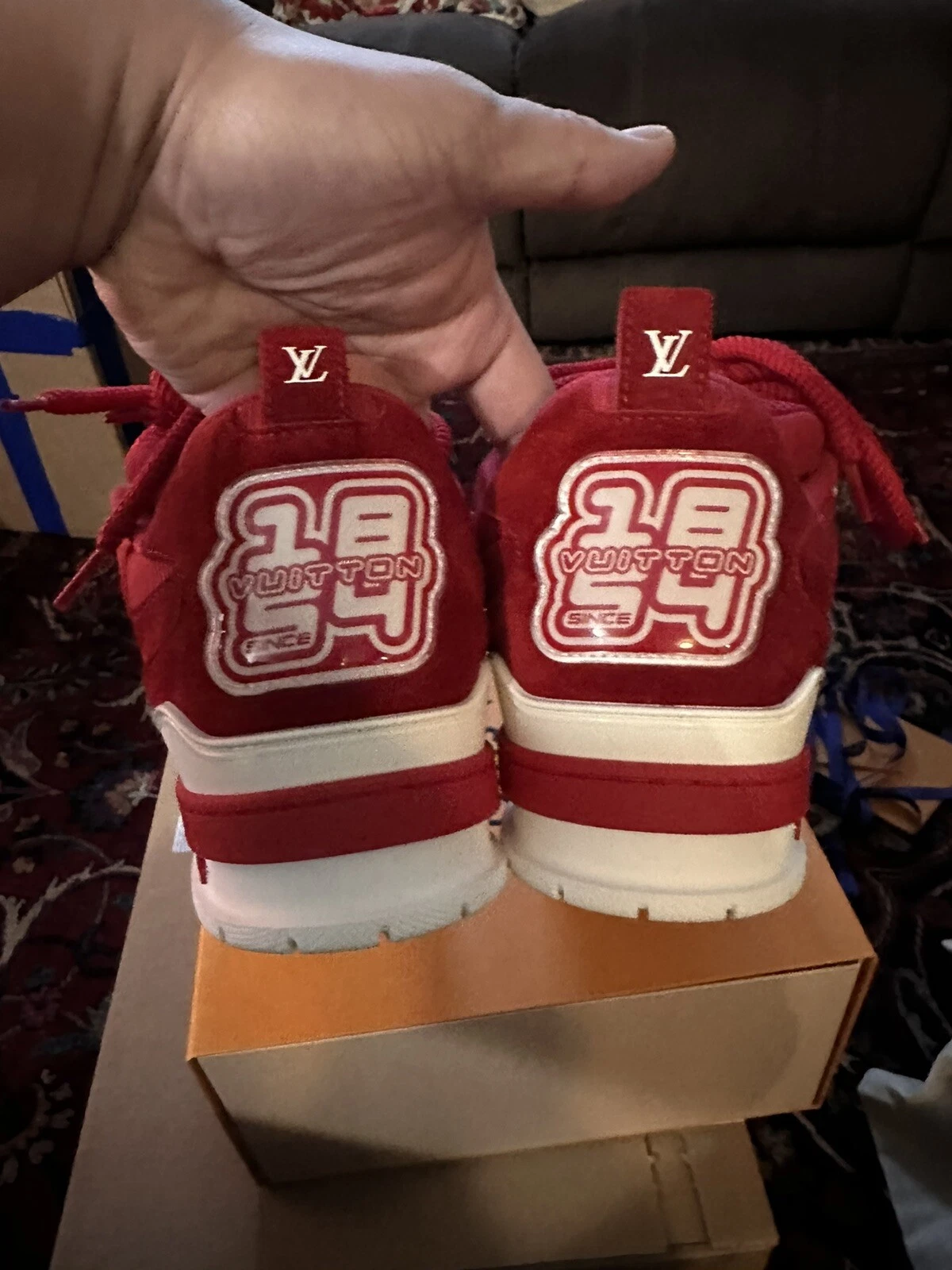 Louis Vuitton Skate Sneaker Red Mens LV Sz 9.5 Exclusive Online 100% Authentic
