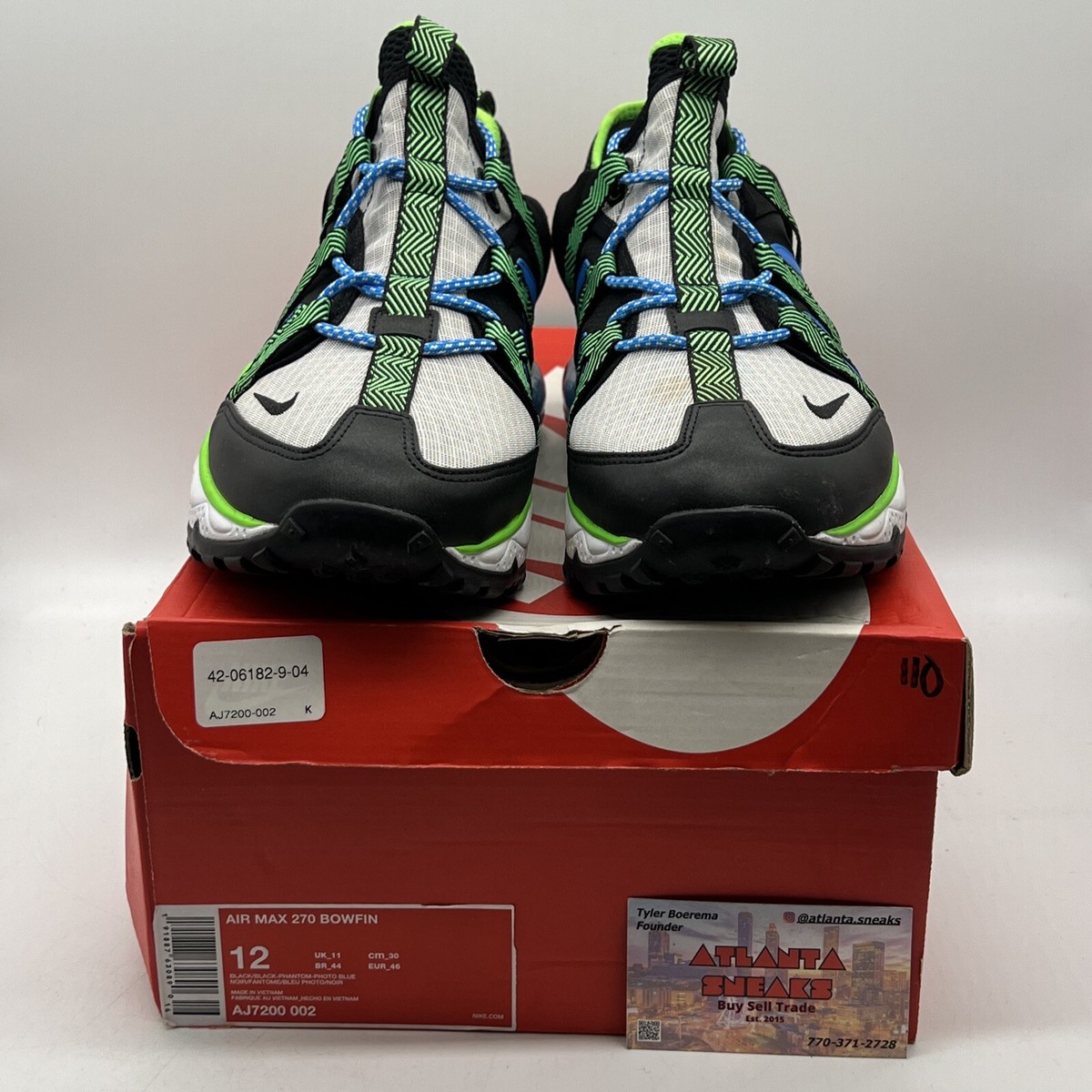 Size 12 Nike Air Max 270 Bowfin Sprite Blue Green Black (AJ7200 - Main Image