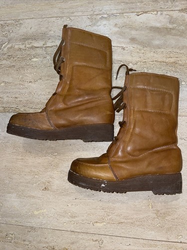 Vintage Orvis Canada Brown Winter Boots Womens Size 9 Lace Up Lined Crepe Sole - Picture 7 of 8