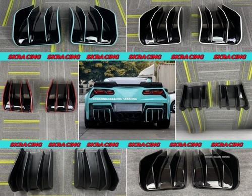 Gloss Black Carbon Fiber Rear Bumper Diffuser For Chevrolet Corvette C7 2014-19 - Picture 2 of 24