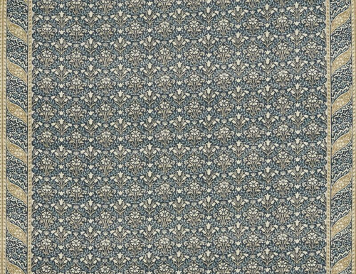 WILLIAM MORRIS CURTAIN FABRIC Bellflowers 0.40 METRE INDIGO/SAGE 100% LINEN - Picture 4 of 8