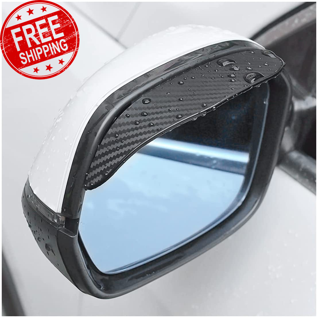 2PCS Car Rear View Mirror Rain Visor Guard, Carbon Fiber Car Side