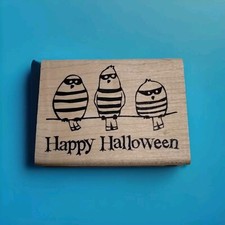 Inkadinkado Happy Halloween Jailbirds Wood Mount Rubber Stamp