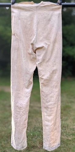 1840’S HAND SEWN FINE LINEN BROAD FALL / FALL FRONT PANTS - Picture 6 of 9