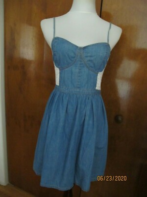 aqua denim dress Denim Trapeze Mini Dress
