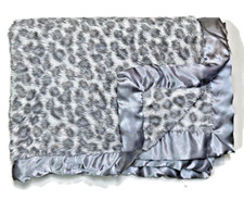 Circo Gray Silver Leopard Cheetah Baby Blanket Animal Print Satin Trim 30x40"
