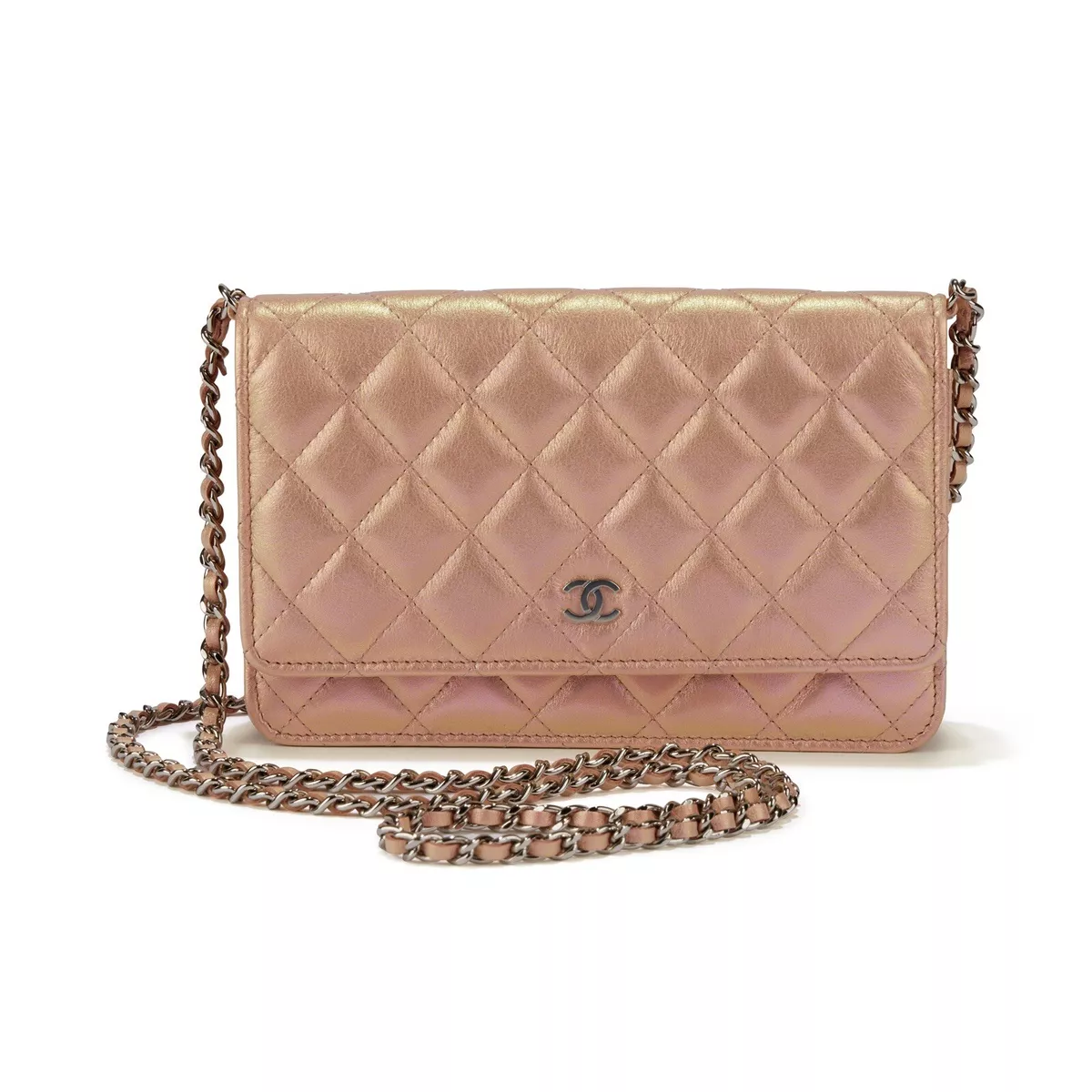 NWT 21K Authentic Chanel Iridescent Pink Unicorn WOC Wallet On