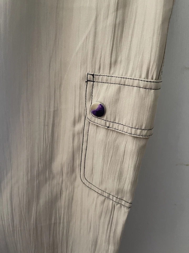 Pantalones para mujer Appleseed's marfil cintura elástica bolsillos talla M 10/12 Foto 4 de 4