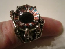 EYE BALL RING - METAL WITH ACRYLIC EYE MULTICOLOR IRIS -  SIZE 8 1/2- BBA-27