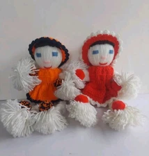 Handmade Yarn Dolls Lot Of 2