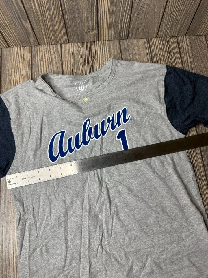 Camiseta Auburn 1 Wes & Willy Youth XL Gris y Azul Marino Nueva con Etiquetas Foto 4 de 4