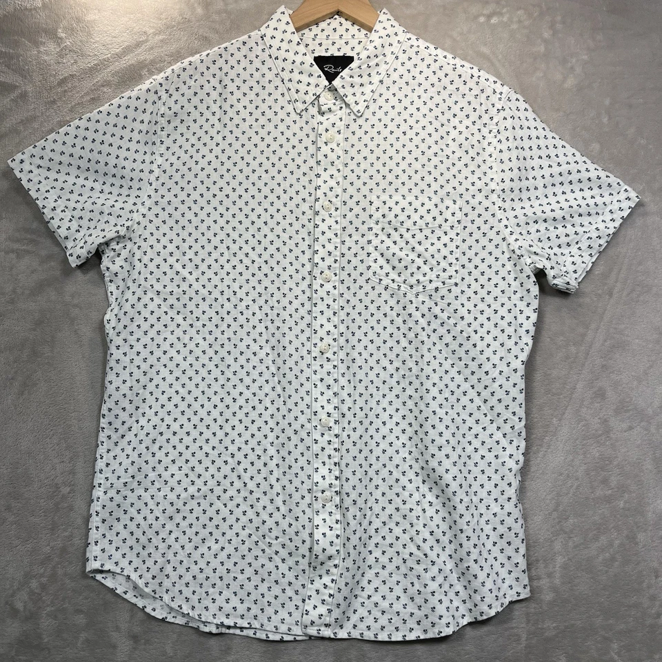 Rails Shirt Mens Carson Geometric Linen Blend Button Up Short Sleeve Size L - Image 2 of 4
