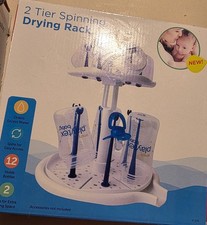 Playtex 2 Tier Spinning Drying Rack, Holds 12 Bottles, White/Blue