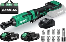 20V Cordless Ratchet Wrench, 1/2" Set, Electric, Battery Powered, w/ 7 Sockets