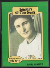 1987 Hygrade All-Time Greats Paul Waner Pittsburgh Pirates #NNO
