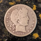 1893 Barber Half Dollar Silver Coin New Orleans Mint 50C Circulated