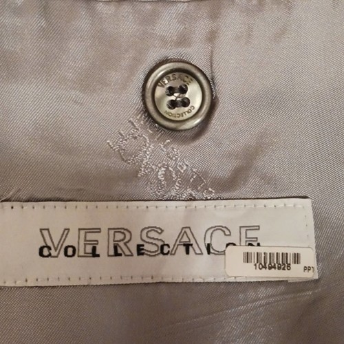 Versace WOOL Jacket Size 52 Gray w light Pinstripe Two Button Sport Coat Luxury - Picture 13 of 15