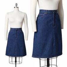 Vintage 1970s 1980s LEVI'S Denim Skirt 70s Dark Blue Cotton Jean A-Line Skirt