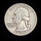 90% Silver - 1958 Washington Quarter  $0.25 FV Circulated Pre-1965 US Coin 25-24