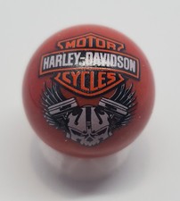 HarIeyDavidson Skull Red Glass 1" Logo Marble w/ Stand
