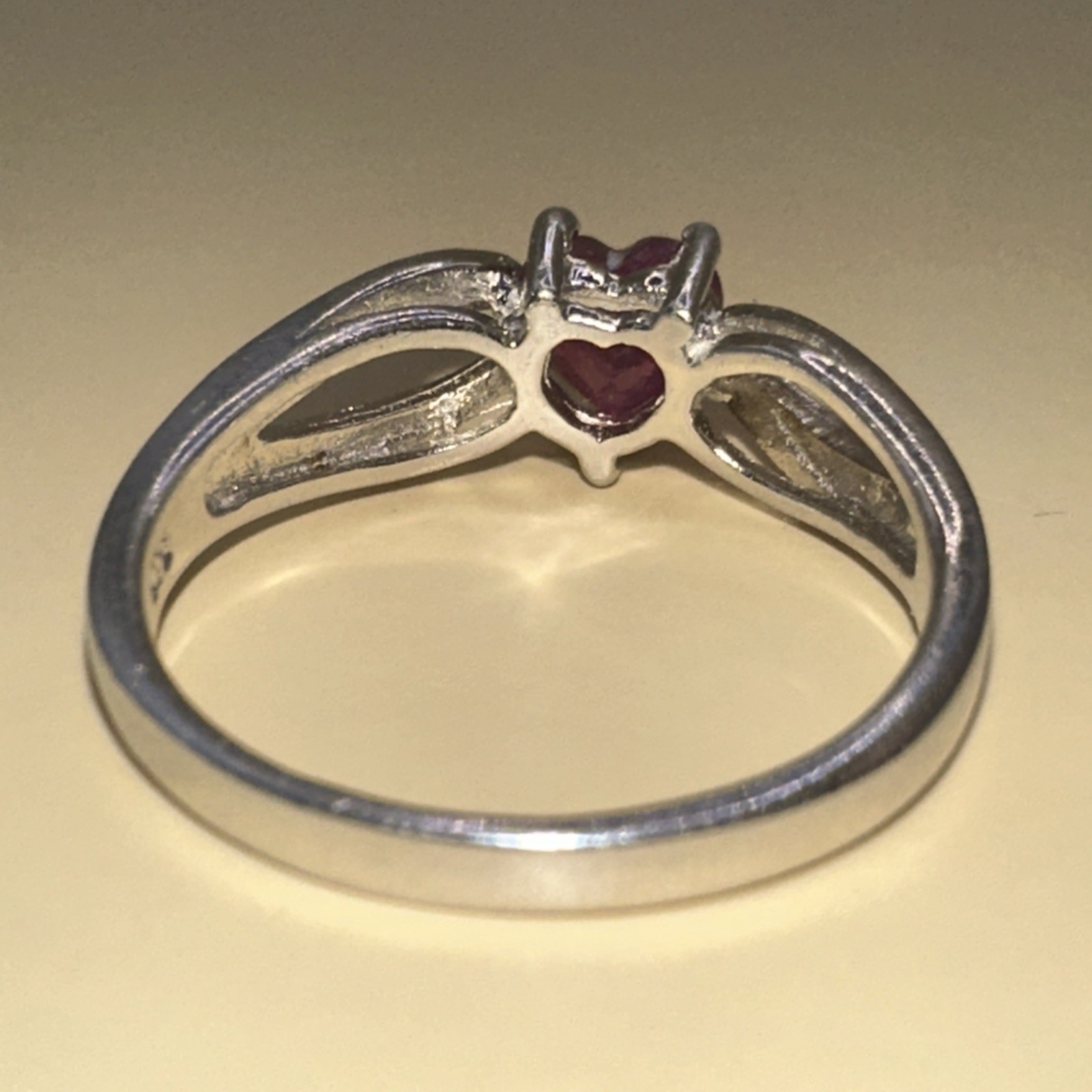 Heart Shape Pink Stone Set Split Shank Sterling S… - image 4