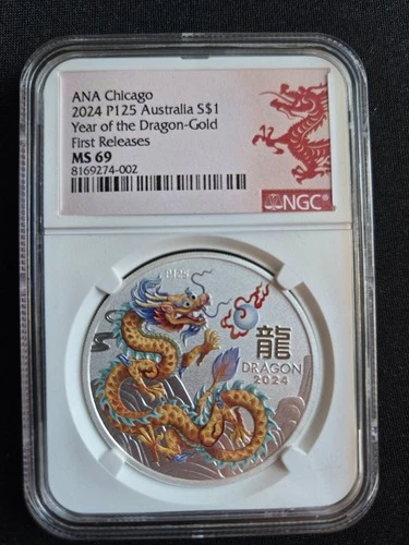 2024 P125 Australia Silver $1 NGC MS69 Year of The Dragon First Release