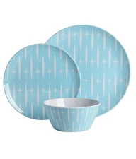 Wanda June Retro Renegade 12 Pc Melamine Blue Dinnerware Set by Miranda Lambert