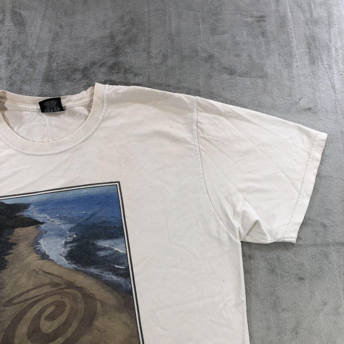 Stussy Shirt Mens Large White Jim Denevan Beach Ocean Art Graphic