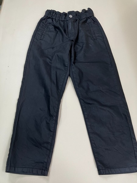Decjuba Size 6 Black Paperbag Waist Pants Coated Straight Leg Minimalist