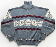 Vintage SCANDIA WOODS Snowflake Fair Isle Full Zip Acrylic Sweater Men’s 3X