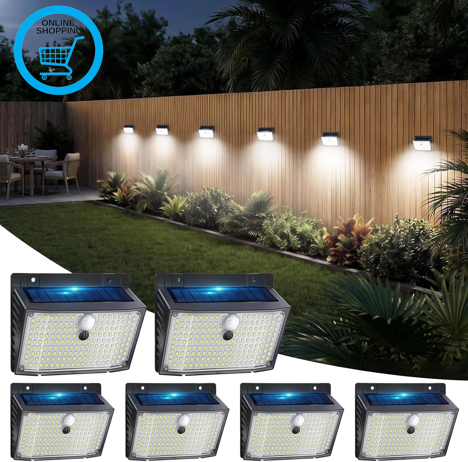 Outdoor Solar Lights 168Leds Garden Lights Solar Security Lights 3 Modes Motion