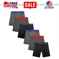 AND1 Men's Flex Mid-Length Boxer Briefs Underwear Performance 6-Pack, Gray,S-2XL
