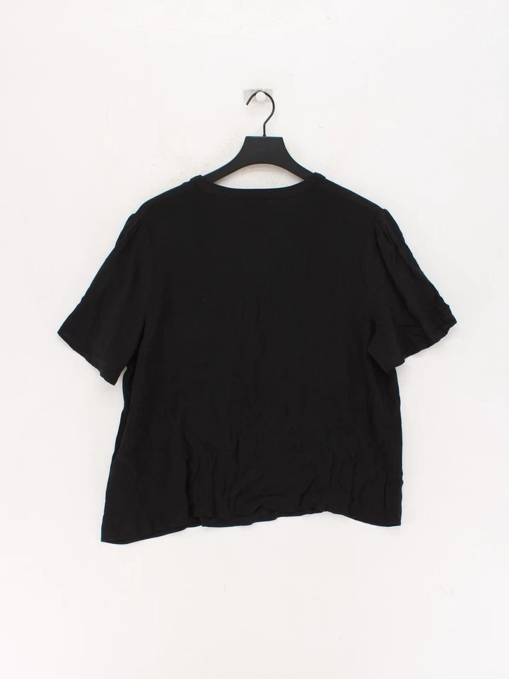 Monsoon Women's Top XL Black 100% Viscose Short Sleeve V-Neck Basic - Image 2 of 4