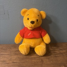 Vintage Winnie The Pooh Plush Signature Red Shirt 8-9” Walt Disney