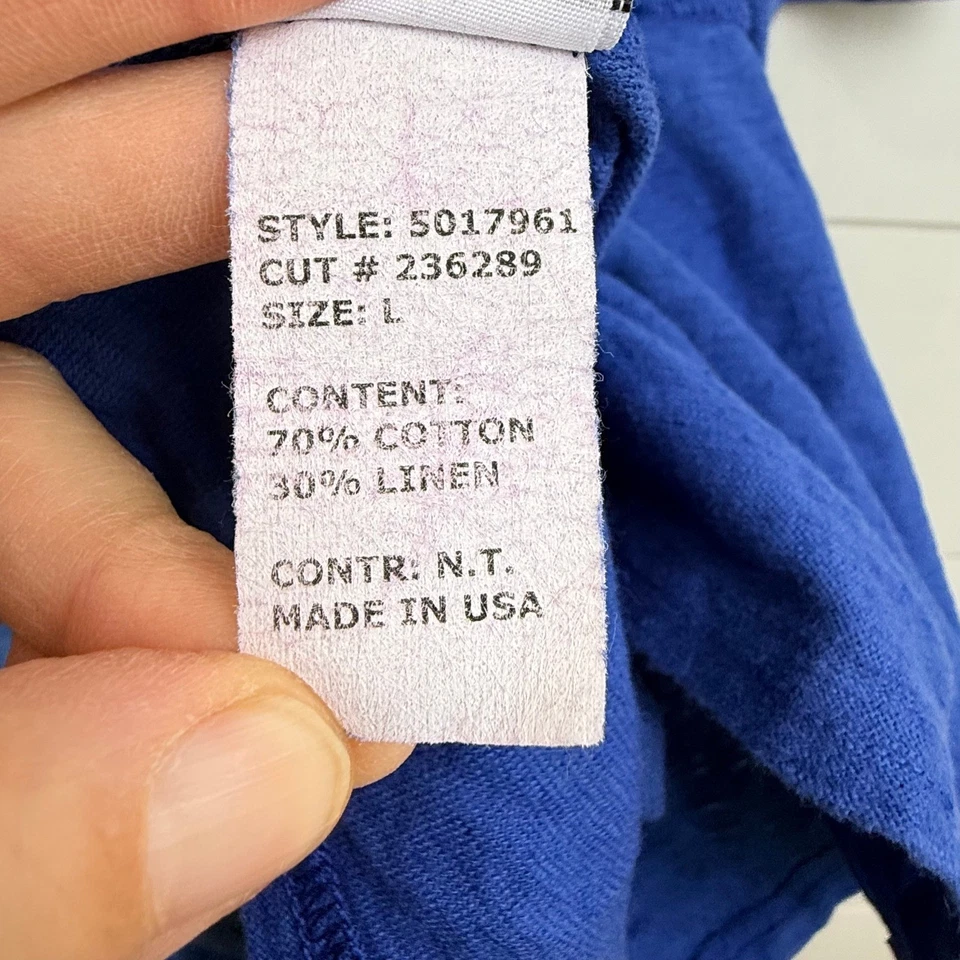 TOP TÚNICA TOP EUA BOHO LAGENLOOK corte solto feminino GRANDE linho azul gola V manga 3/4 - Imagem 4 de 4