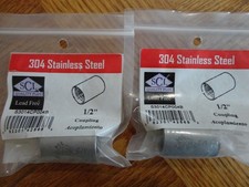 Lot of 2 SCI 1/2" Stainless Steel 304 Full Coupling Threaded Female FPT LF 2 PK