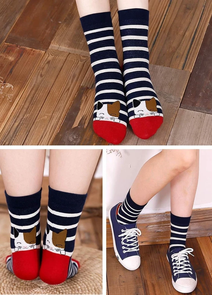 Lustige Damen Baumwollsocken Tiermuster 37-43 Witzig Weihnachten Mehrfach - Bild 4 von 4