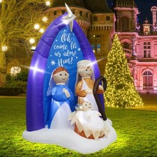 6Feet Inflatable Jesus Nativity Scene Outdoor Christmas Decoration with LED L...